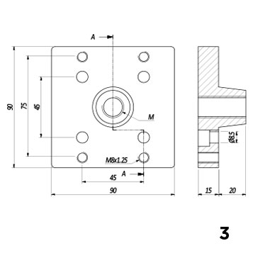 Piastra di fissaggio piedi e ruote 90×90