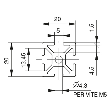 Profilé aluminium 20x20 rainure 6 mm